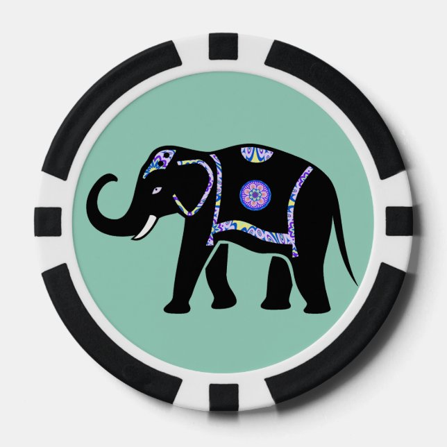 Fichas De Póquer Patrones decorativos abstractos de animales elefan (Anverso)