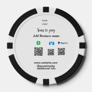 Fichas De Póquer Paypal Cashapp venmo escanear para pagar QR agrega