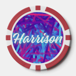 Fichas De Póquer Pegatina de nombre personalizado – Harrison – Etiq