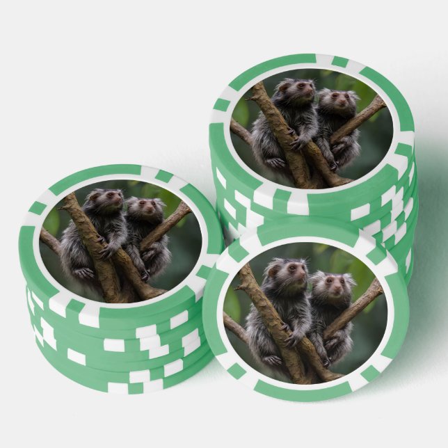 Fichas De Póquer Pequeños titanes de marmoset entre las ramas, (Pila)