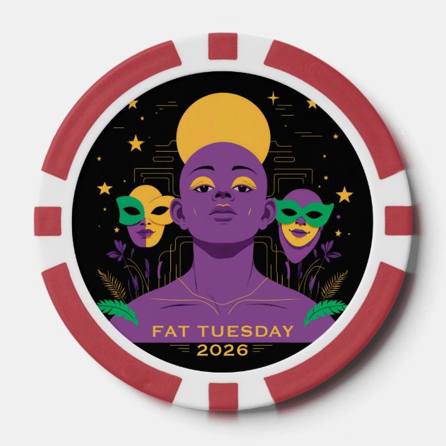 Fichas De Póquer Perfecto para Mardi Gras 2026 (Anverso)