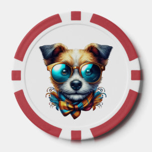 Fichas De Póquer Perro con gafas elegante arte de mascota moderno y