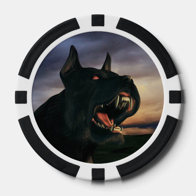 Fichas De Póquer Perro grande y negro (Anverso)