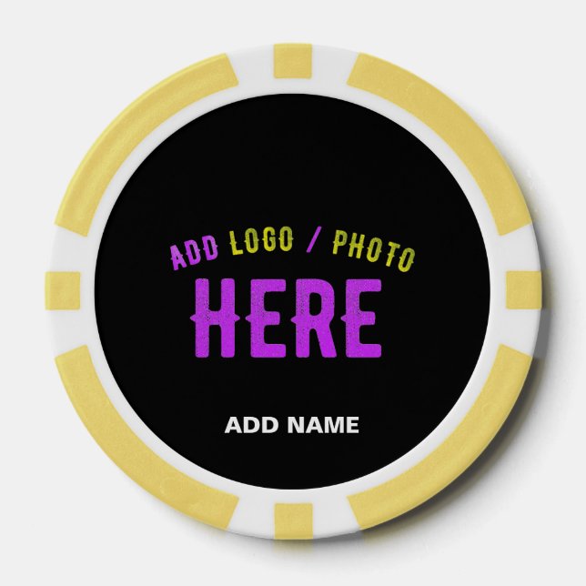 FICHAS DE PÓQUER PERSONALIZABLE MODERNO ESTILO NEGRO VERIFICADO MAR (Anverso)