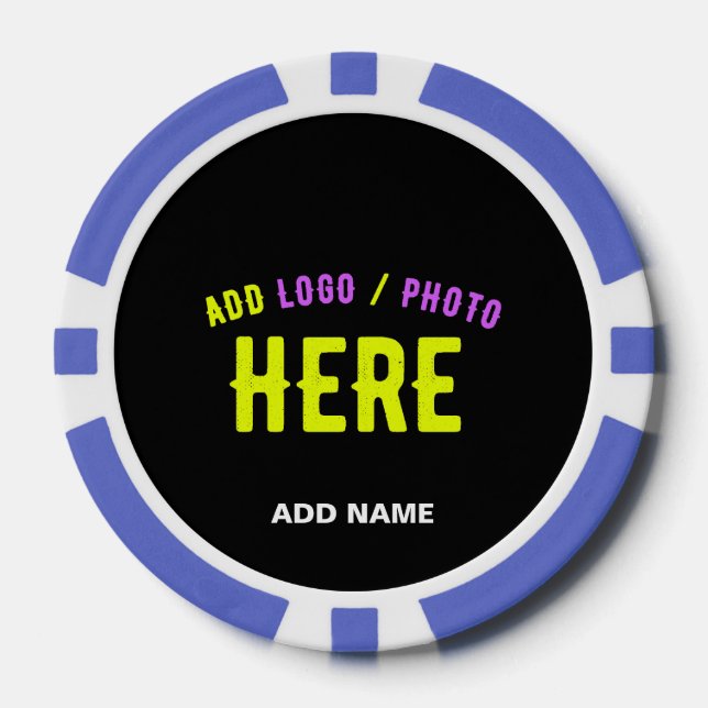 FICHAS DE PÓQUER PERSONALIZABLE MODERNO ESTILO NEGRO VERIFICADO MAR (Anverso)