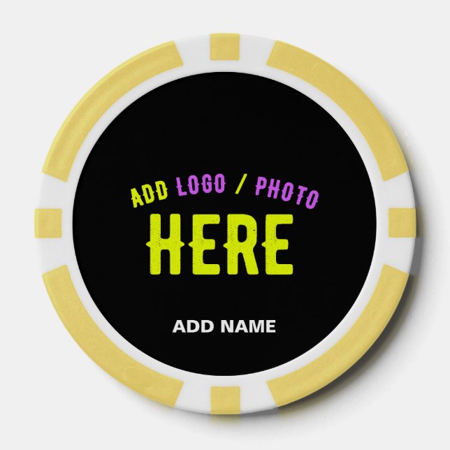 FICHAS DE PÓQUER PERSONALIZABLE MODERNO ESTILO NEGRO VERIFICADO MAR (Anverso)