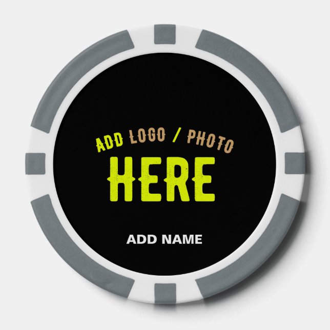 FICHAS DE PÓQUER PERSONALIZABLE MODERNO ESTILO NEGRO VERIFICADO MAR (Anverso)