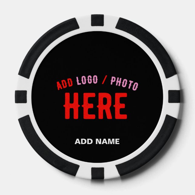 FICHAS DE PÓQUER PERSONALIZABLE MODERNO ESTILO NEGRO VERIFICADO MAR (Anverso)