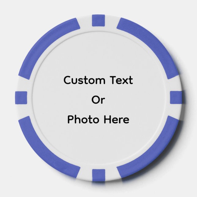 Fichas de póquer personalizadas, borde rayado azul (Anverso)