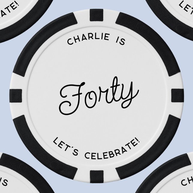 Fichas De Póquer Personalizado 40 Cuarenta Y Cuarenta Cumpleaños (Personalized custom text forty 40th birthday poker chips)
