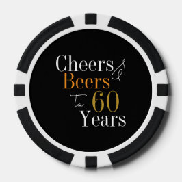 Fichas De Póquer Personalizado 60 cumpleaños Cheers Beers Black Gol
