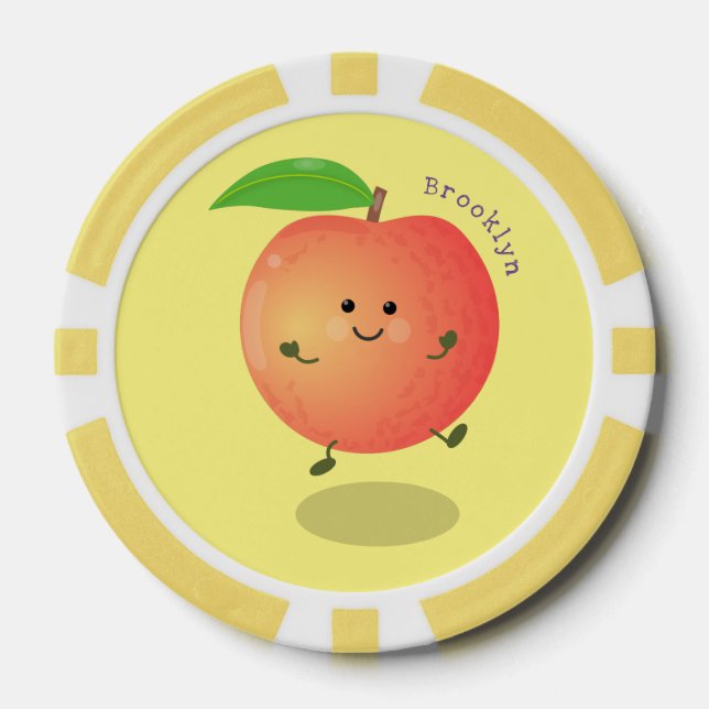 Fichas De Póquer Personalizado amarillo de melocotón alegre (Anverso)