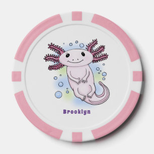 Fichas De Póquer Personalizado axolotópico rosa adorable