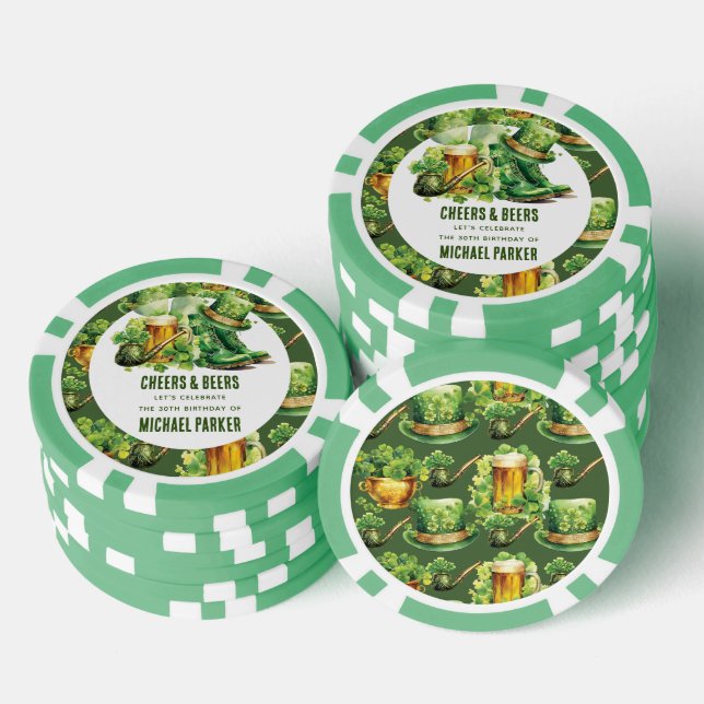 Fichas De Póquer Personalizado Cheers Beers Cumpleaños San Patricio (Pila)
