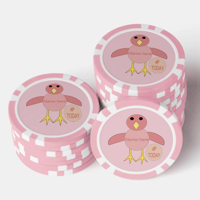Fichas De Póquer Personalizado Chica de cumpleaños rosa (Pila)