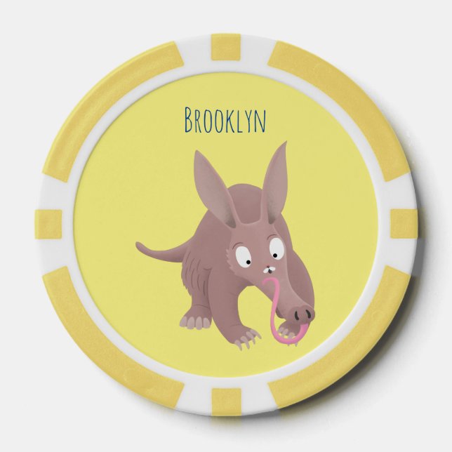 Fichas De Póquer Personalizado de aardvark gracioso (Anverso)