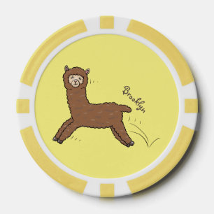 Fichas De Póquer Personalizado de alpaca marrón feliz