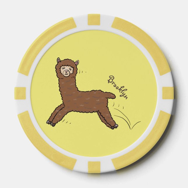 Fichas De Póquer Personalizado de alpaca marrón feliz (Anverso)