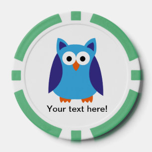Fichas De Póquer Personalizado de búho azul