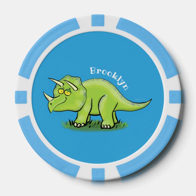 Fichas De Póquer Personalizado de dinosaurios de triceratops verde  (Anverso)