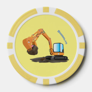 Fichas De Póquer Personalizado de excavadora de naranja cúpula