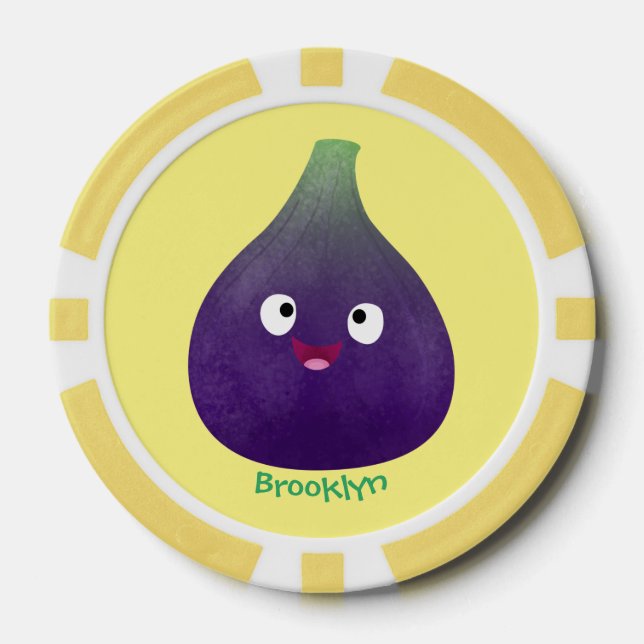 Fichas De Póquer Personalizado de fruta púrpura feliz (Anverso)