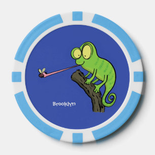 Fichas De Póquer Personalizado de lagarto de camaleón verde lindo