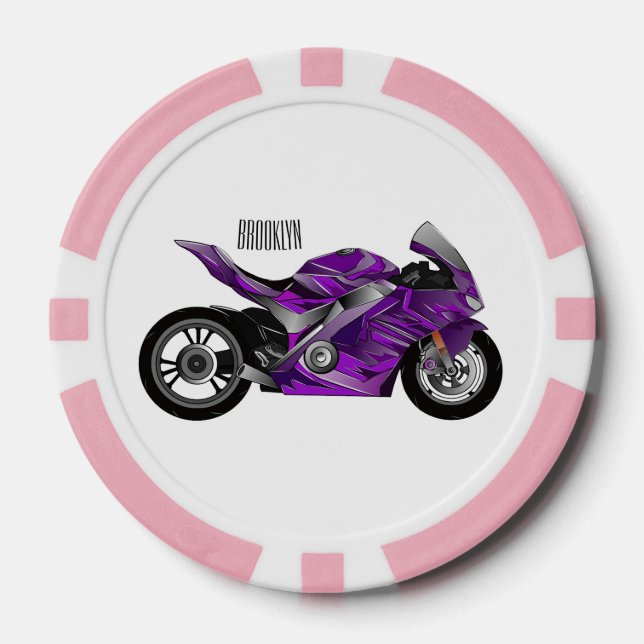 Fichas De Póquer Personalizado de motocicleta Purple (Anverso)
