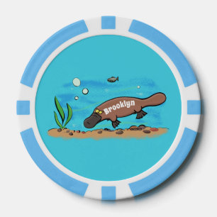 Fichas De Póquer Personalizado de natación de Platypus Cute
