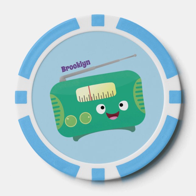 Fichas De Póquer Personalizado de radio retro alegre y gracioso (Anverso)