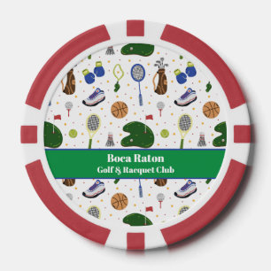 Fichas De Póquer Personalizado del club de golf y racquet