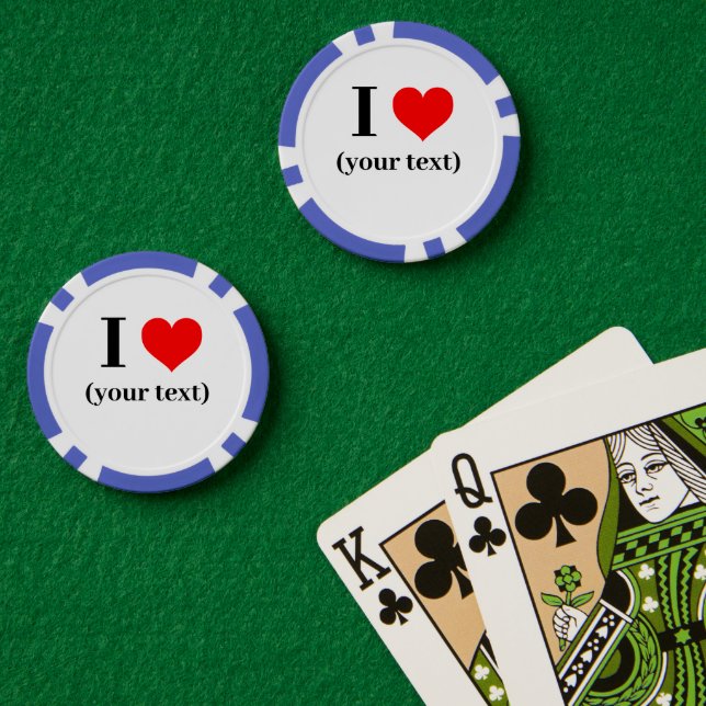 Fichas De Póquer PERSONALIZADO! I Heart Poker Chips - Azul (Mesa de Poker (Doble))