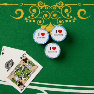 Fichas De Póquer PERSONALIZADO! I Heart Poker Chips - Azul claro