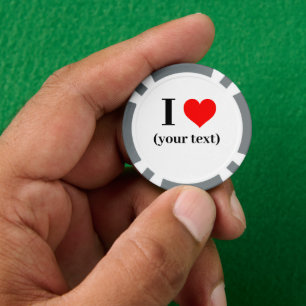 Fichas De Póquer PERSONALIZADO! I Heart Poker Chips - Gris