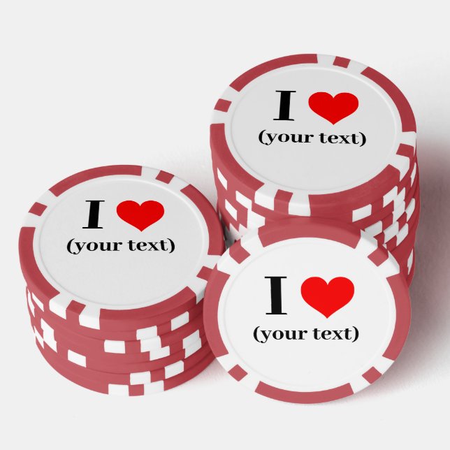 Fichas De Póquer PERSONALIZADO! I Heart Poker Chips - Rojo (Pila)
