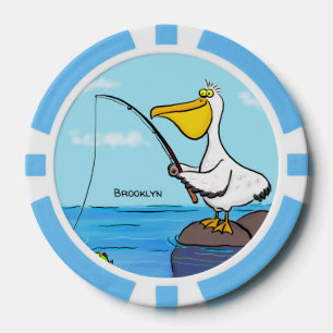 Fichas De Póquer Personalizado pelícano de pesca divertida