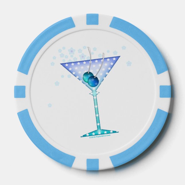 FICHAS DE PÓQUER PERSONALIZADO POKER CHIPS - AZUL MARTINI (Anverso)