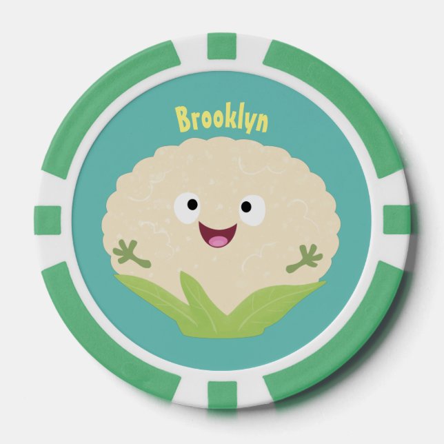 Fichas De Póquer Personalizado vegetal de coliflor alegre y dulce (Anverso)