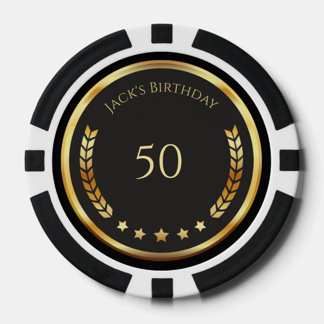 Fichas De Póquer Personalized 50th Birthday Poker Chips (Anverso)