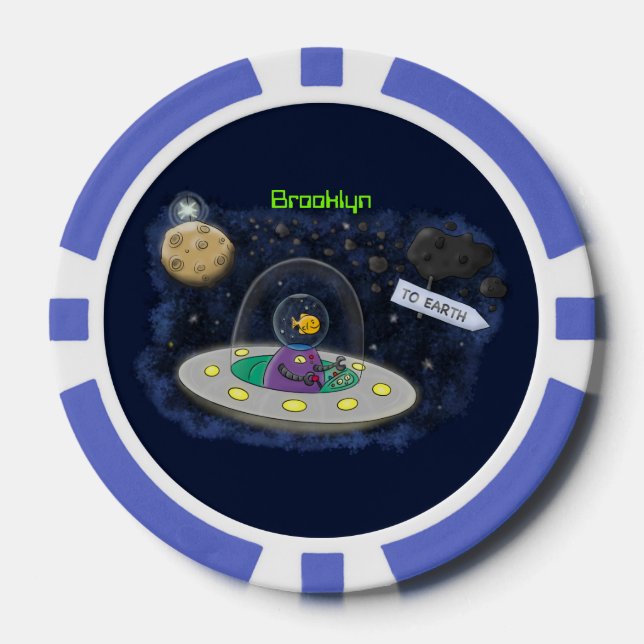 Fichas De Póquer Pescado alegre lindo del ilustracion del personali (Anverso)