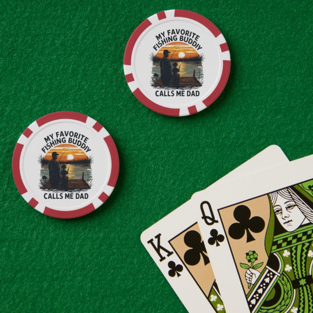 Fichas De Póquer Pescando Papá Atardecer (Mesa de Poker (Doble))