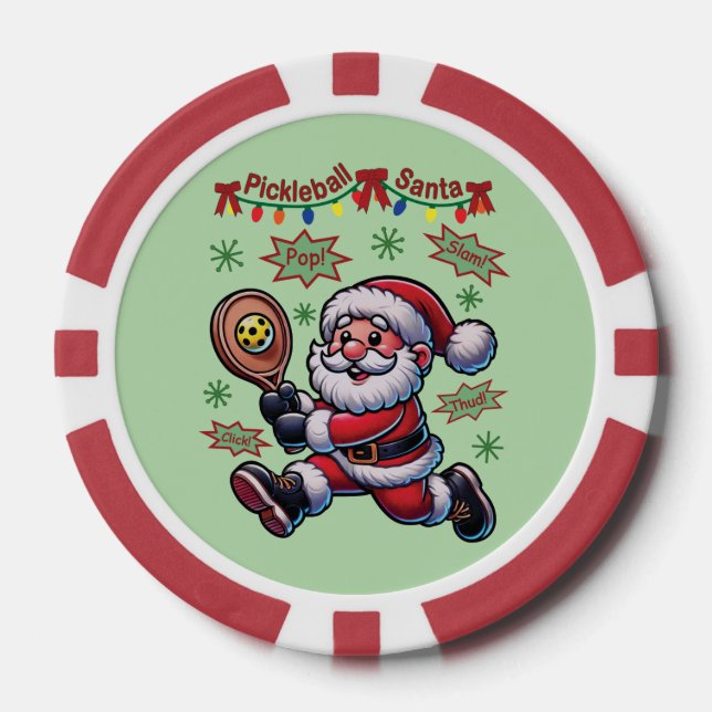 Fichas De Póquer Pickleball Papá Noel Navidad (Anverso)