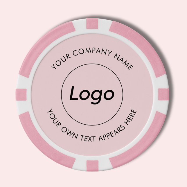Fichas De Póquer Pink profesional del logotipo (Simple pink logo poker chip with custom text for business promotional events, marketing & events.)
