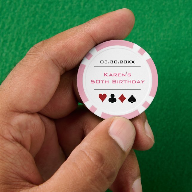Fichas De Póquer Pink White Las Vegas Casino Chip Cumpleaños (Mano)