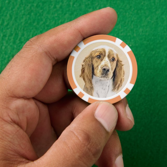 Fichas De Póquer Pintado español de Springer galesa - Arte de perro (Mano)