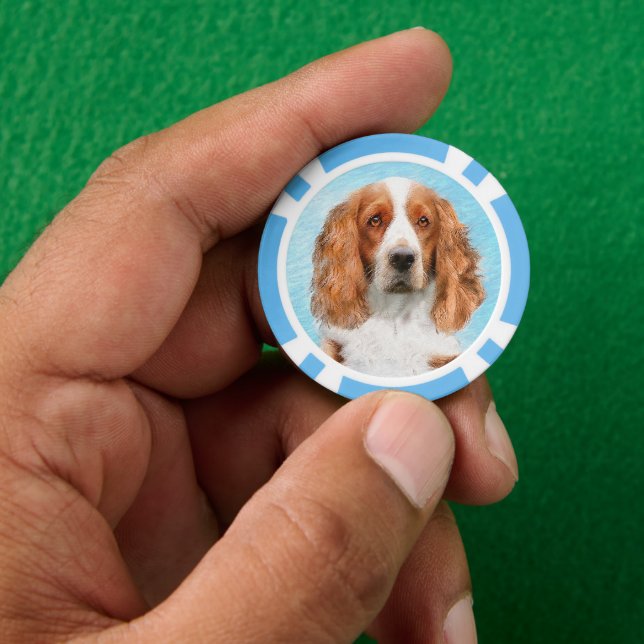 Fichas De Póquer Pintado español de Springer galesa - Arte de perro (Mano)