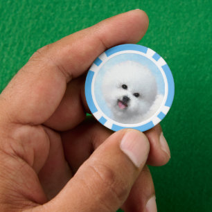 Fichas De Póquer Pintura de Bichon Frise - Arte de Perro Original.