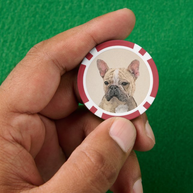 Fichas De Póquer Pintura de Bulldog francés (Sable) - Cuto original (Mano)