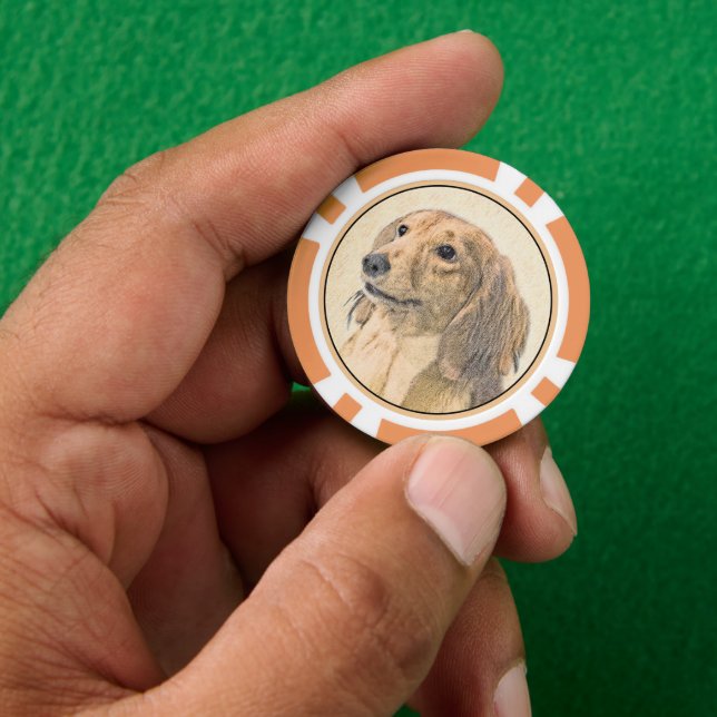 Fichas De Póquer Pintura de Dachshund (de cabello largo) - Arte Per (Mano)