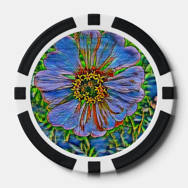 Fichas De Póquer Pintura de flores moradas (Anverso)